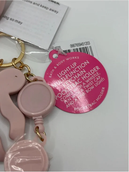 Bath & Body Works A Thousand Wishes PocketBac Holder Keychain Light Up Pink Bow - Picture 6 of 7